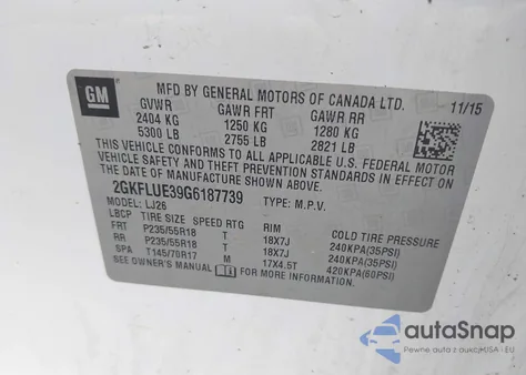 2016 GMC Terrain Slt z USA, uszkodzony, nr VIN 2GKFLUE39G6187739